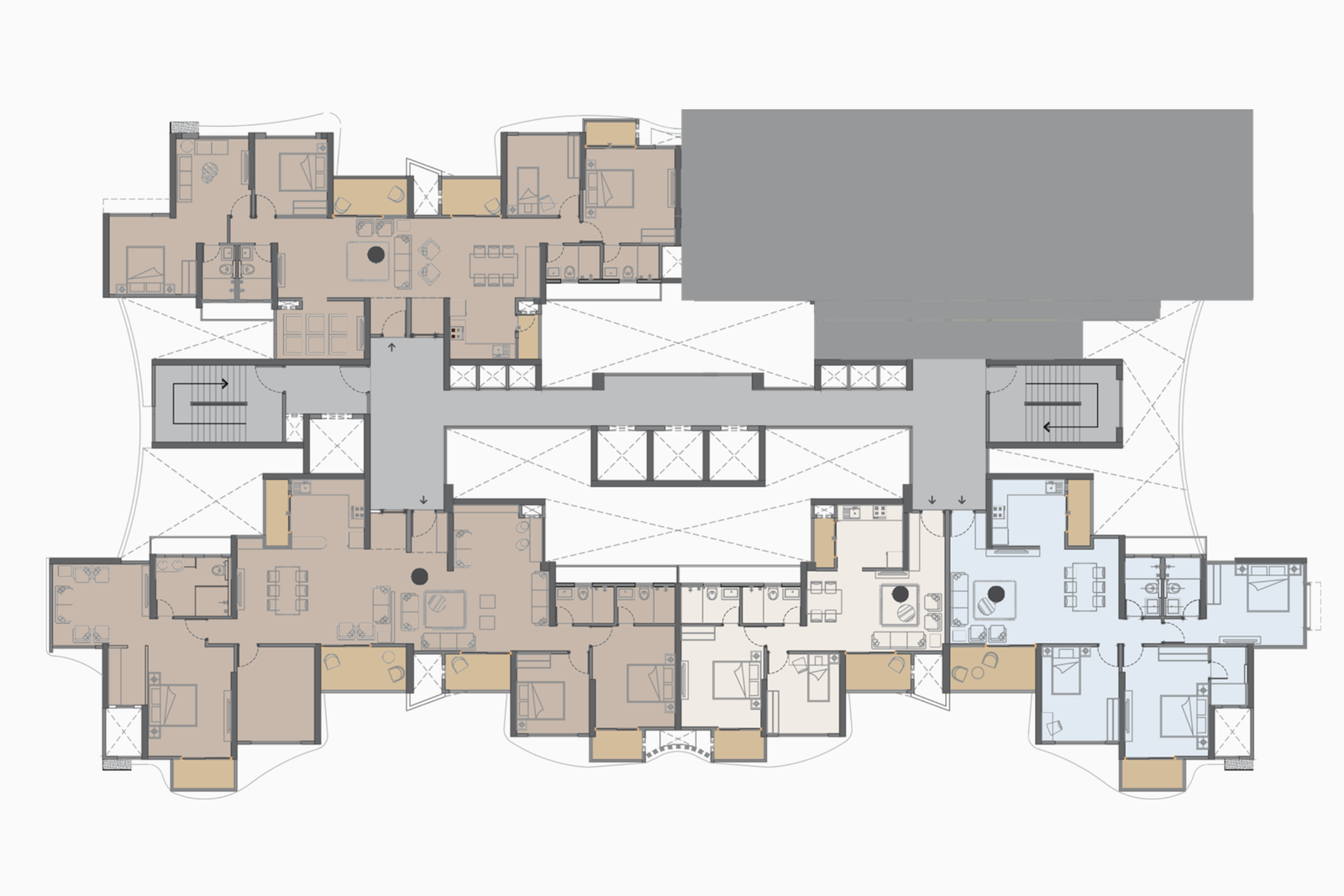TOWER-3   Typical Floor Nos. - 2, 3, 4, 6, 7, 8, 9, 11, 12, 13, 14, 16, 17, 18, 19, 21, 22, 23, 24, 26, 27, 28 29, 31, 32, 33, 34 & 35