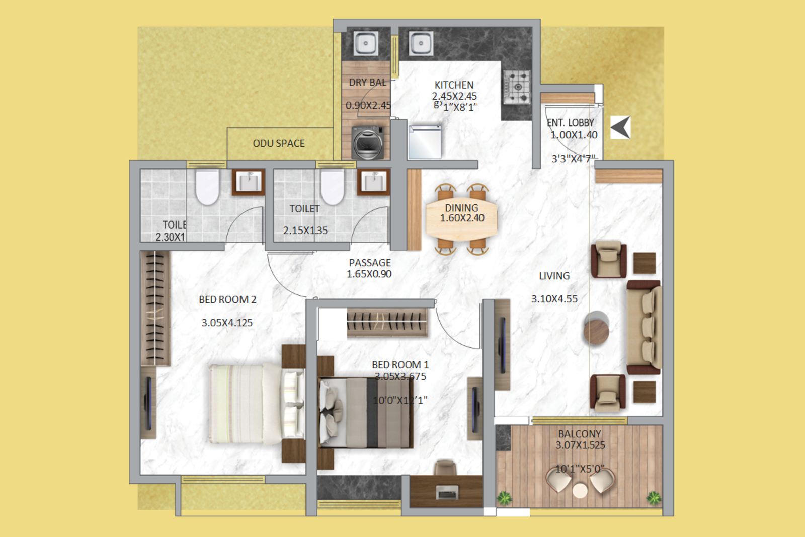 2 BHK SMALL TYPE 3