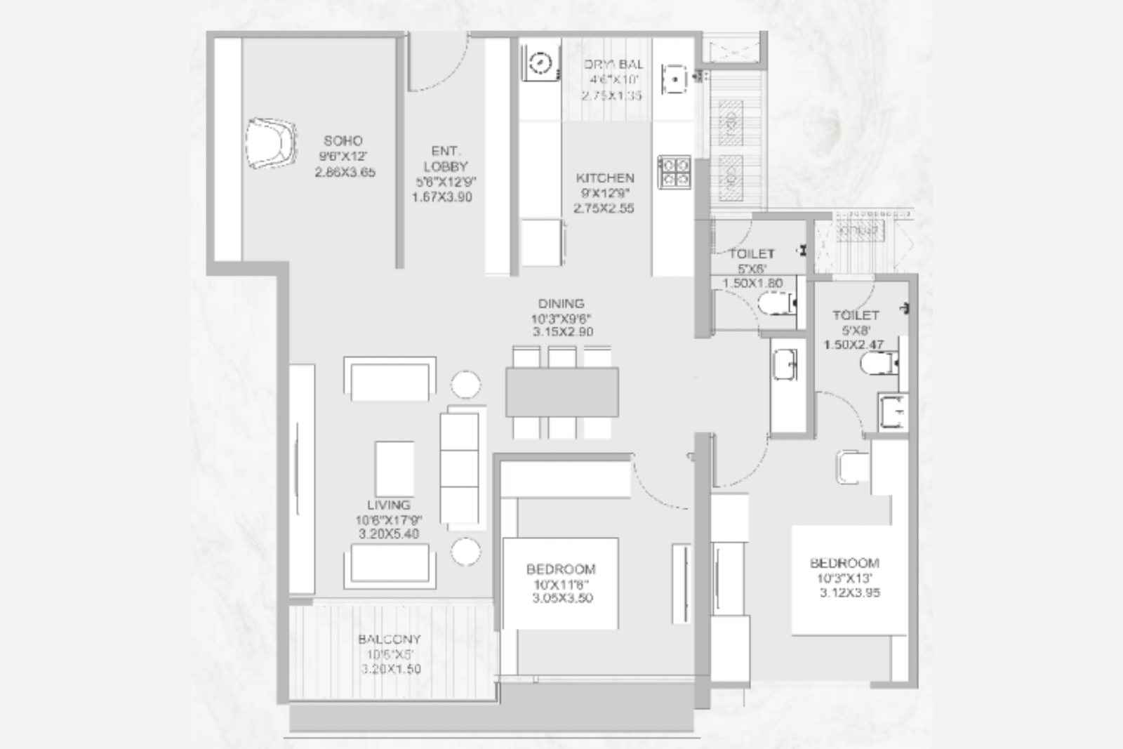 2.5 BHK Unit