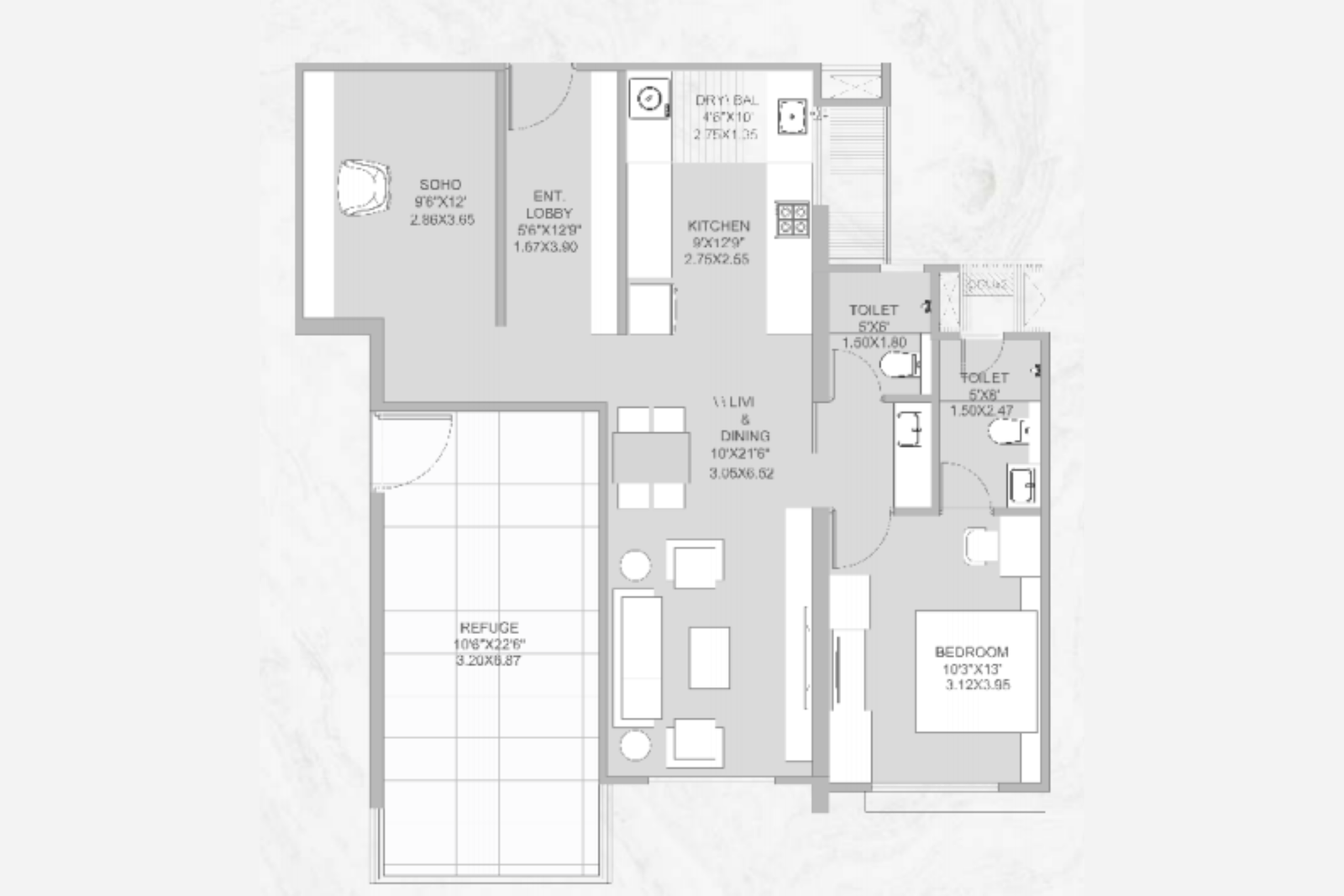 1.5 BHK Unit