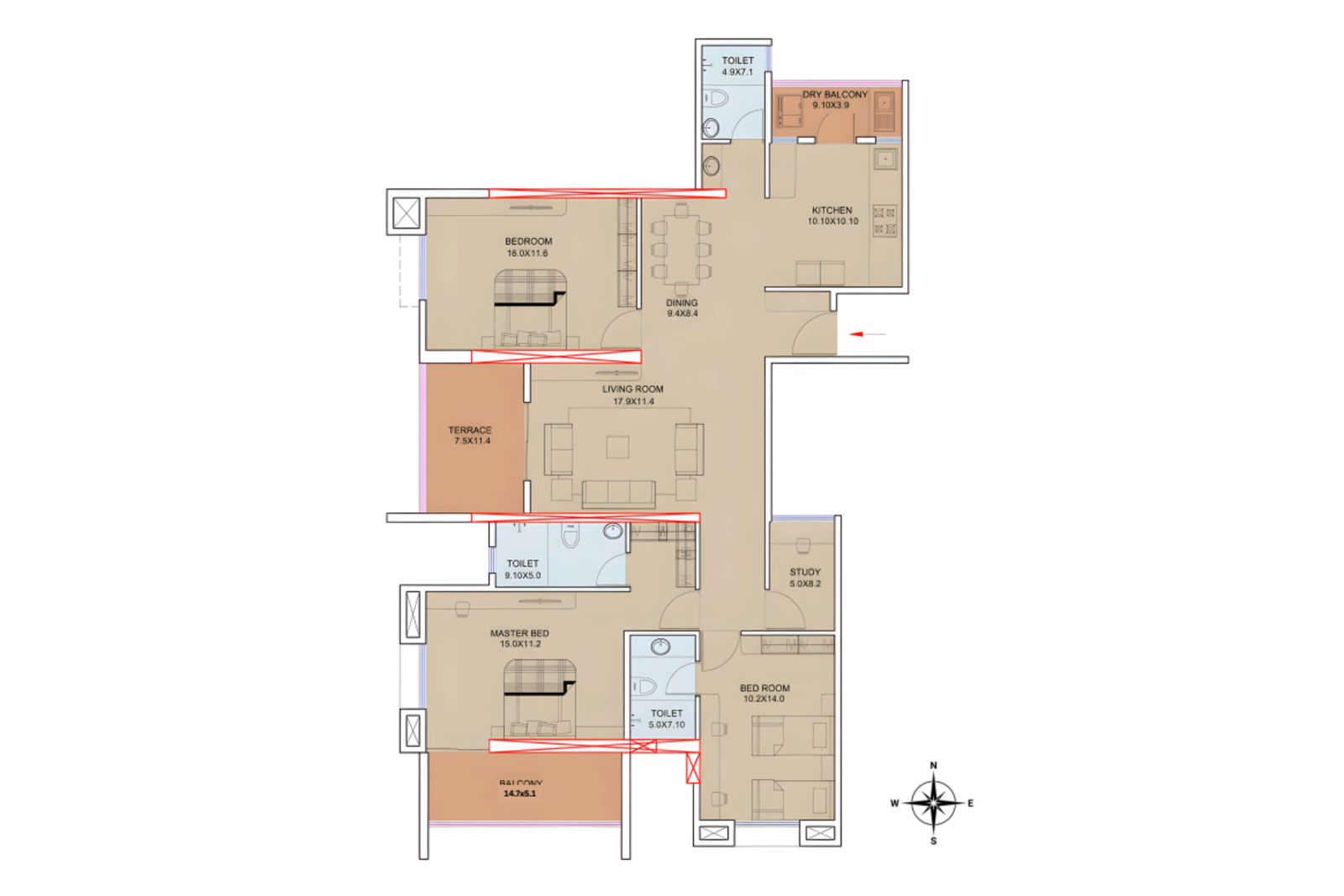 3 BHK LAYOUT TYPE-3