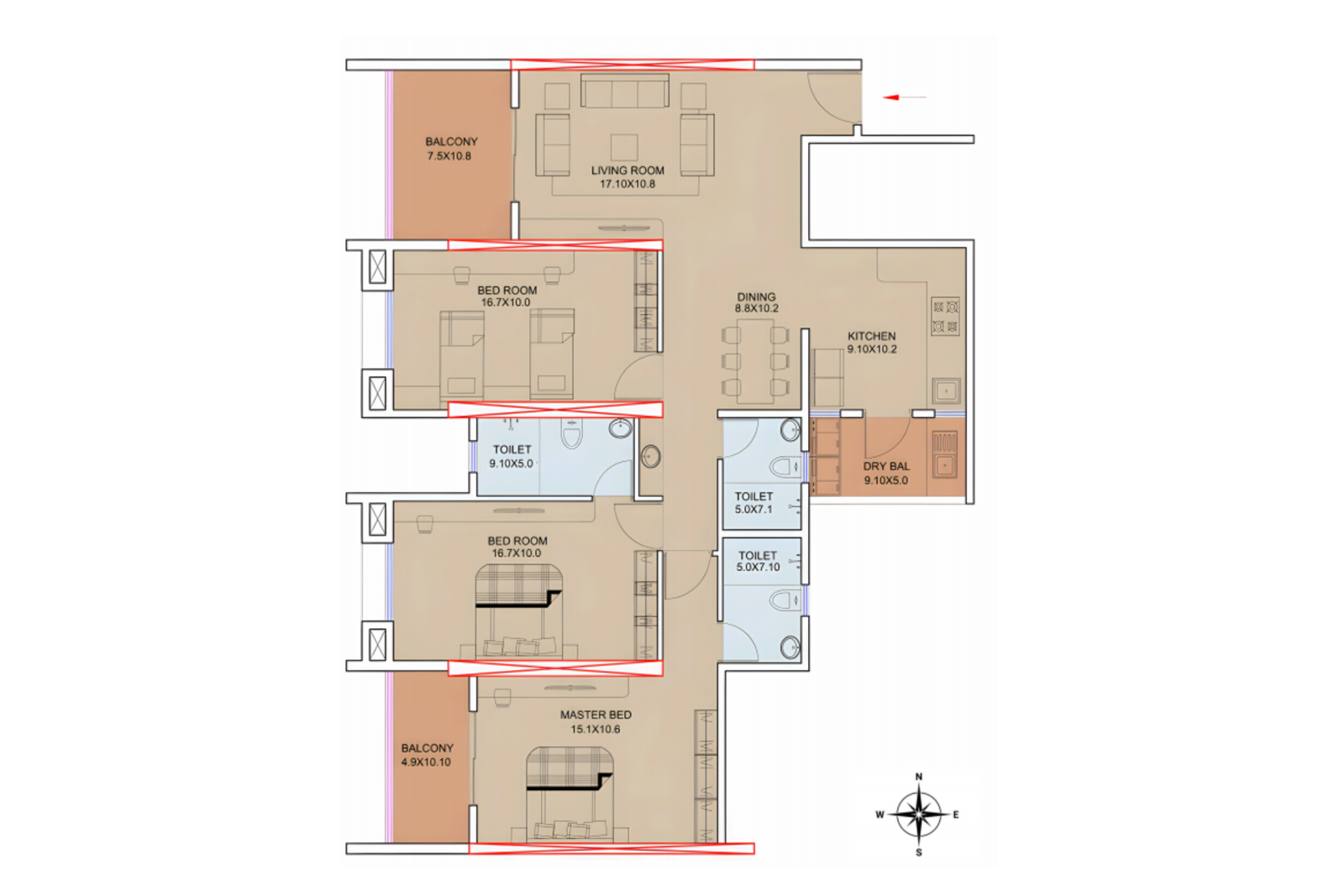 3 BHK LAYOUT TYPE-2
